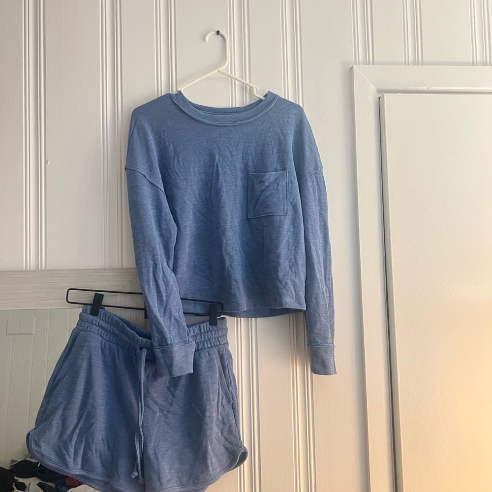 Blue shirt and short set